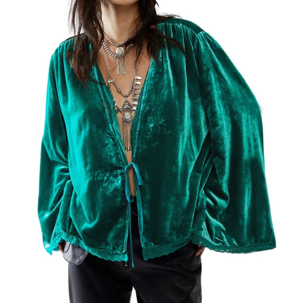 Free People Velvet Tie-Front Jacket
